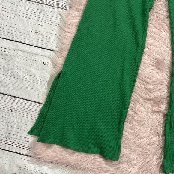 NWT Monrow Thermal Wide Leg Slit Side Pants Clover - Picture 6 of 9